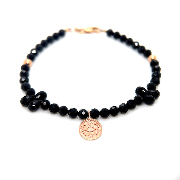 Rose Gold Black Faceted Spinel Bracelet