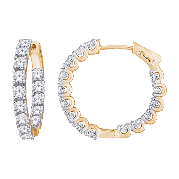 Yellow Gold Lab-Grown Diamond Oval Hoop Earrings