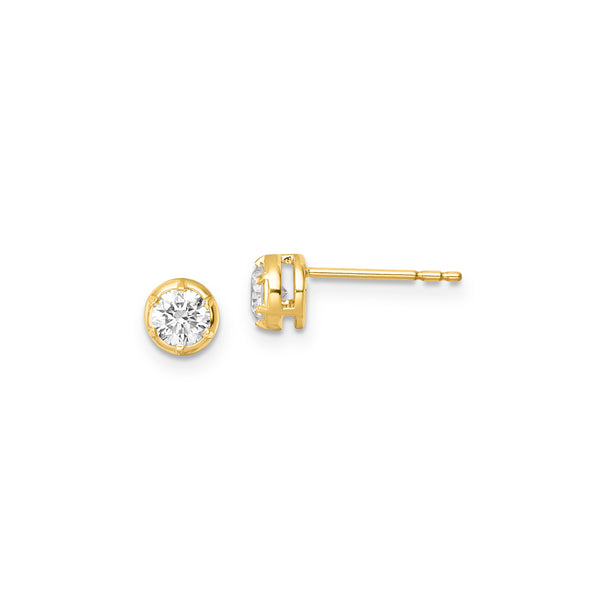 Diamond Bezel Set Round Stud Earrings