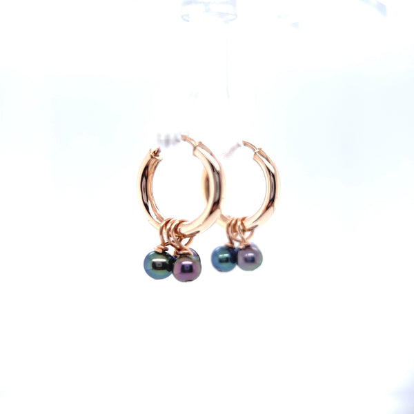 Italian Hoop Earrings With Peacock Pearl Enhancers