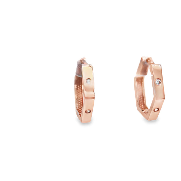 Rose Gold Hexagonal Hoop Earrings