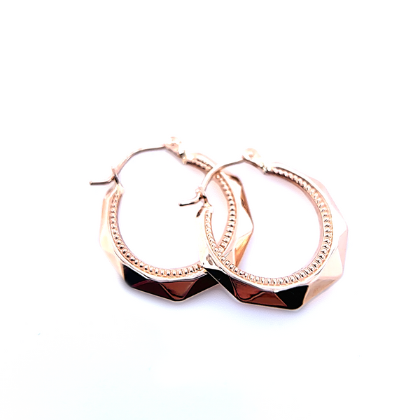 Rose Gold Faceted Hoop Earrings