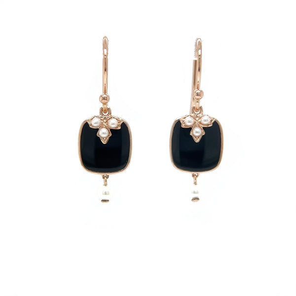 Onyx & Pearl Drop Earrings