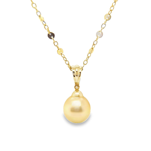 Flat Disc Necklace with Baroque South Sea Pearl Enhancer