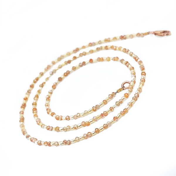 South Sea Keshi Pearl & Natural Strawberry Zircon Necklace