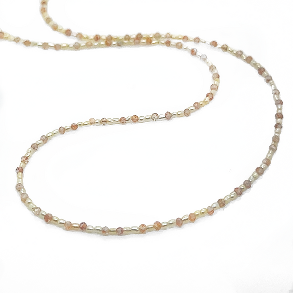 Gold South Sea Keshi Pearl & Strawberry Zircon Necklace