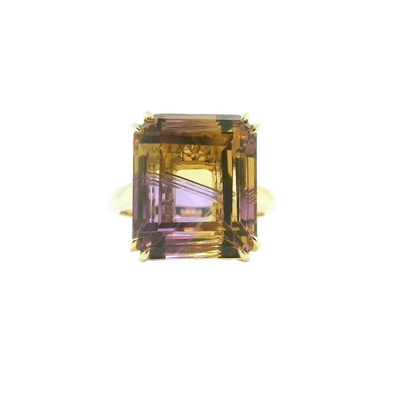 Yellow Gold Ametrine Fancy Emerald Cut Ring