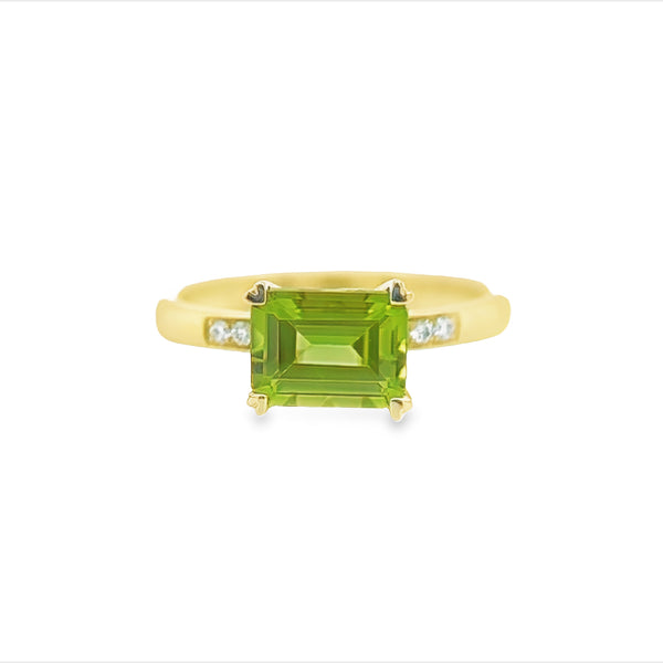 Peridot & Diamond Horizontal Kaleidoscope Ring