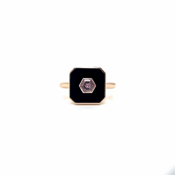 Rose Gold Pink Sapphire & Onyx Ring