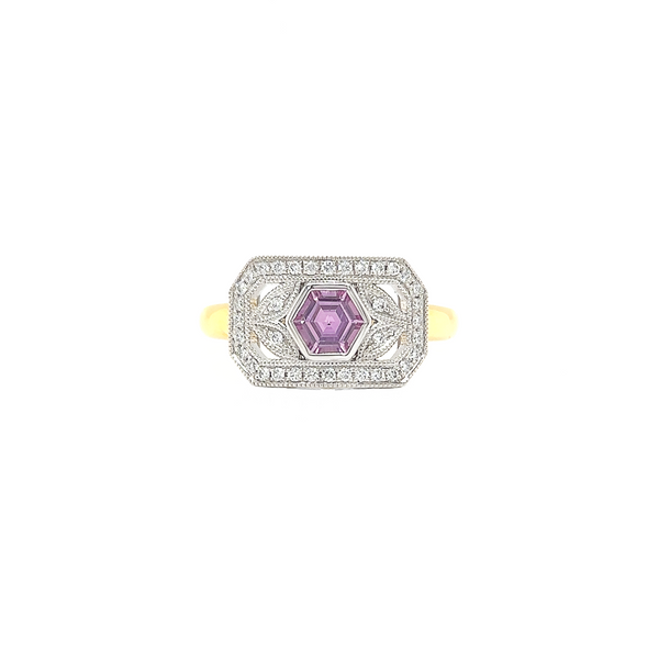 Pink Sapphire Hexagon Ring