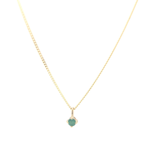 Yellow Gold Diamond Cut Curb Chain & Emerald Pendant