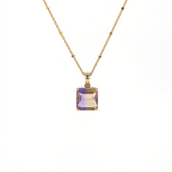 Yellow Gold Ametrine Claw Set Pendant