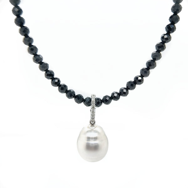 Black Spinel & South Sea Baroque Pearl Necklace