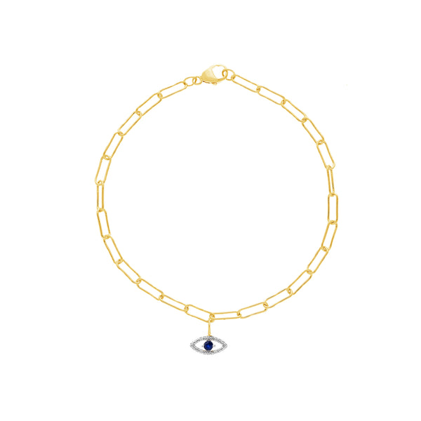 Evil Eye Bracelet with Lab-Grown Diamond & Sapphire