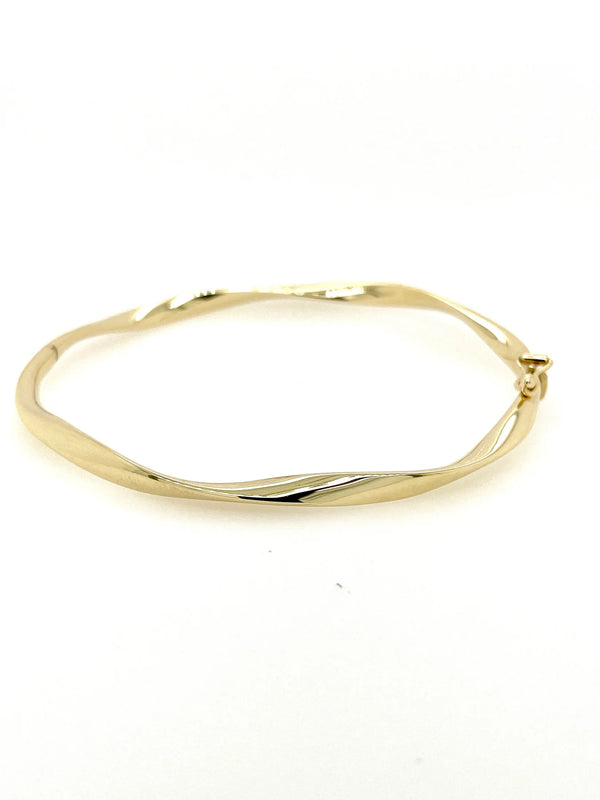 Yellow Gold Italian Twisted Hinged Bangle