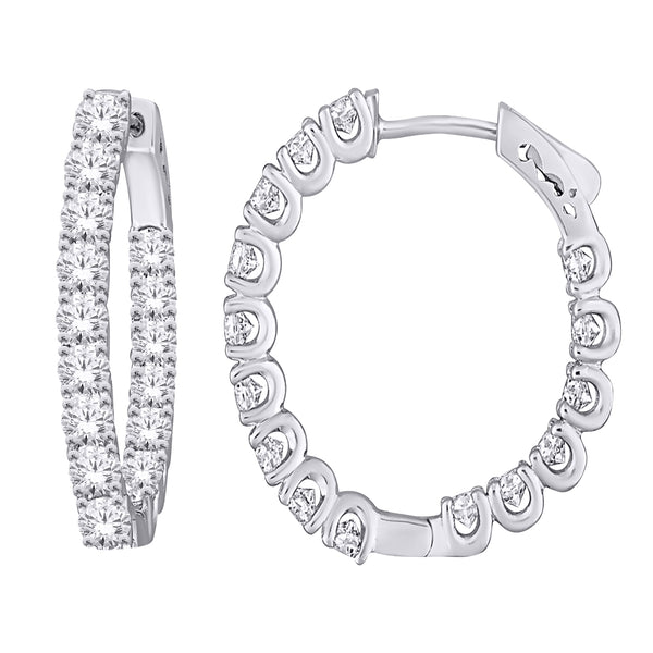 White Gold Lab-Grown Diamond Oval Hoop Earrings