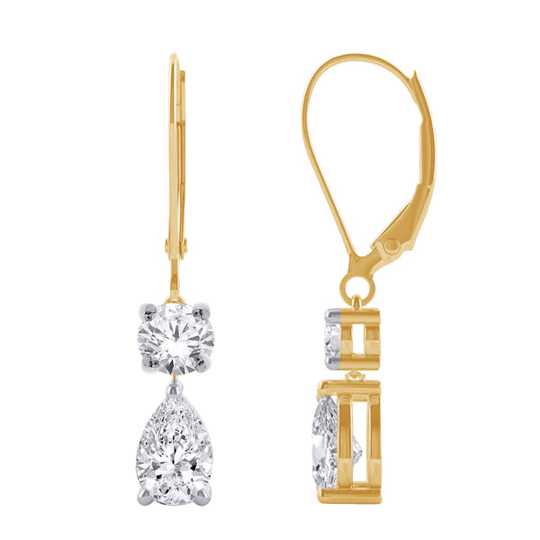 Yellow Gold Lab-Grown Diamond Continental Clip Earrings