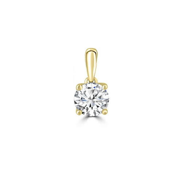 Yellow Gold Round Lab-Grown Diamond Pendant