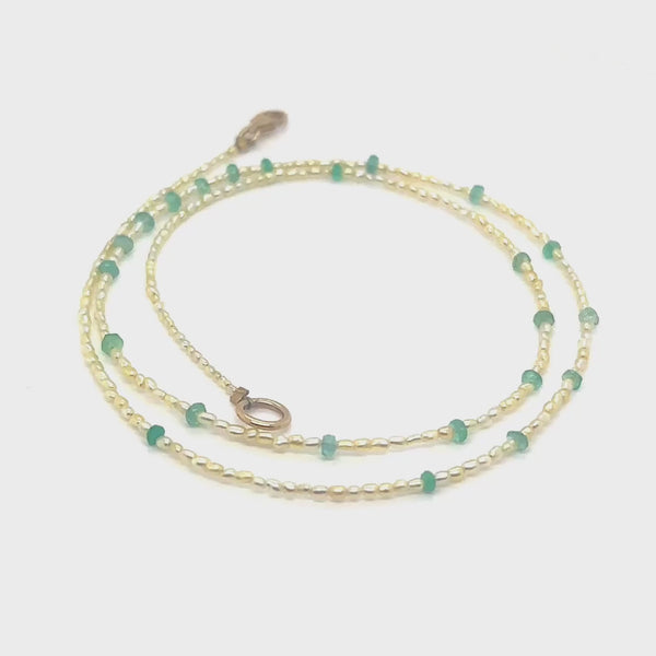 South Sea Gold Keshi Pearl & Emerald Necklace