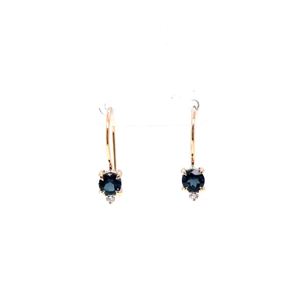 London Blue Topaz & Lab Diamond Shepherd Hook Earrings